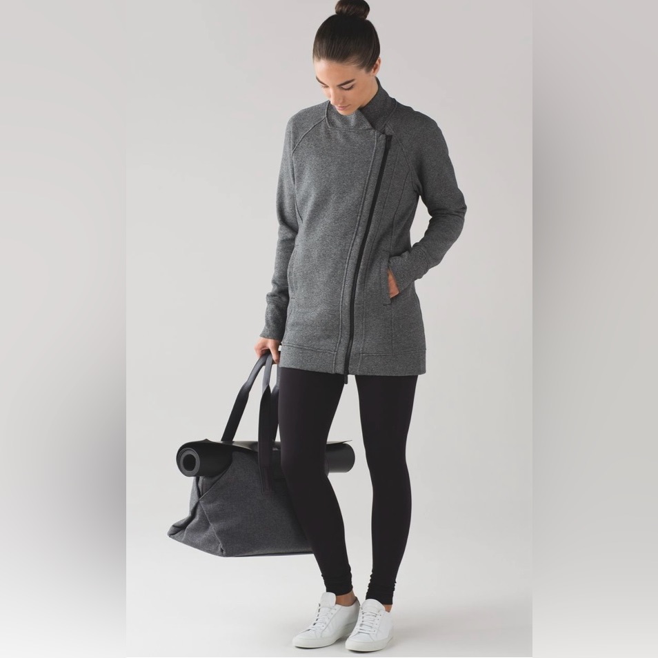 Lululemon Back To It Wrap Heathered Speckled Charcoal Black Jacket Size 4